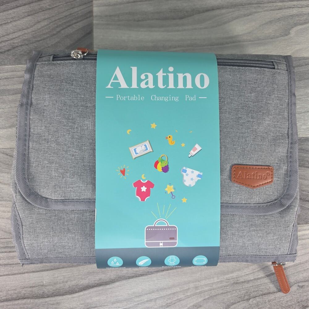 Alatino Portable Diaper Changing Pad Clutch Waterproof Travel Mat Gray NWT